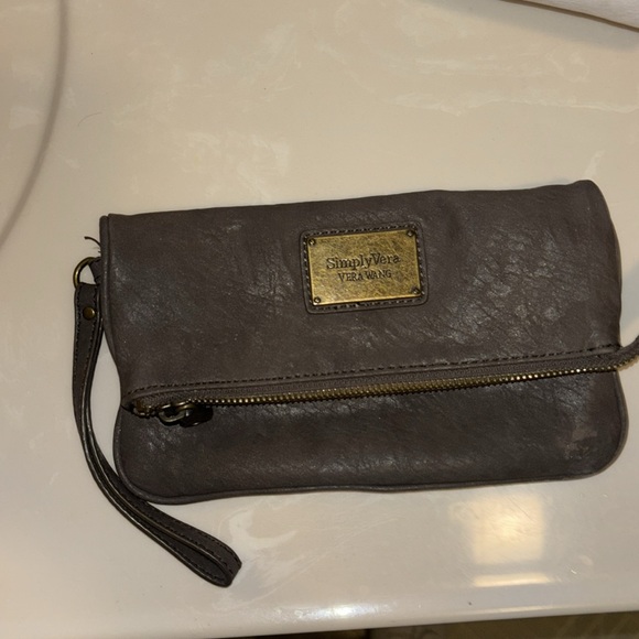 Simply Vera wang brown zip small bag wristlet magnet foldable bag - Picture 10 of 10